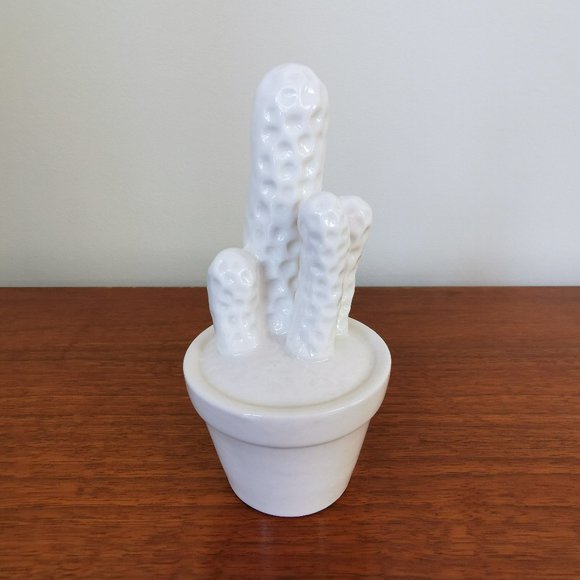 White Ceramic Potted Cactus Figurine - Picture 8 of 9